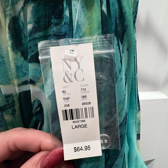 New York & Company Teal Abstract Midi Dress - Picture 5 of 5